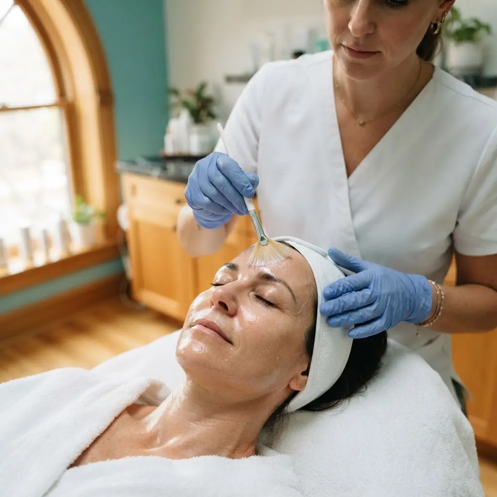 Chemical peels being performed in the Lincoln Park treatment room