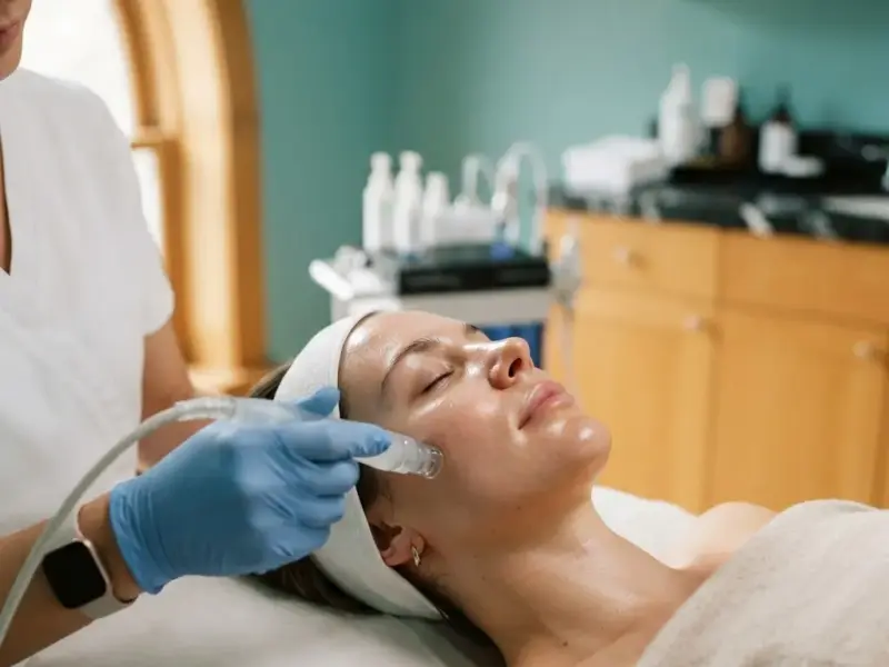 HydraFacial being performed in the Lincoln Park treatment room