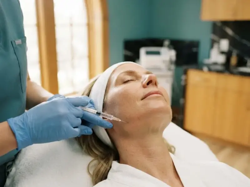 Kybella being performed in the Lincoln Park treatment room