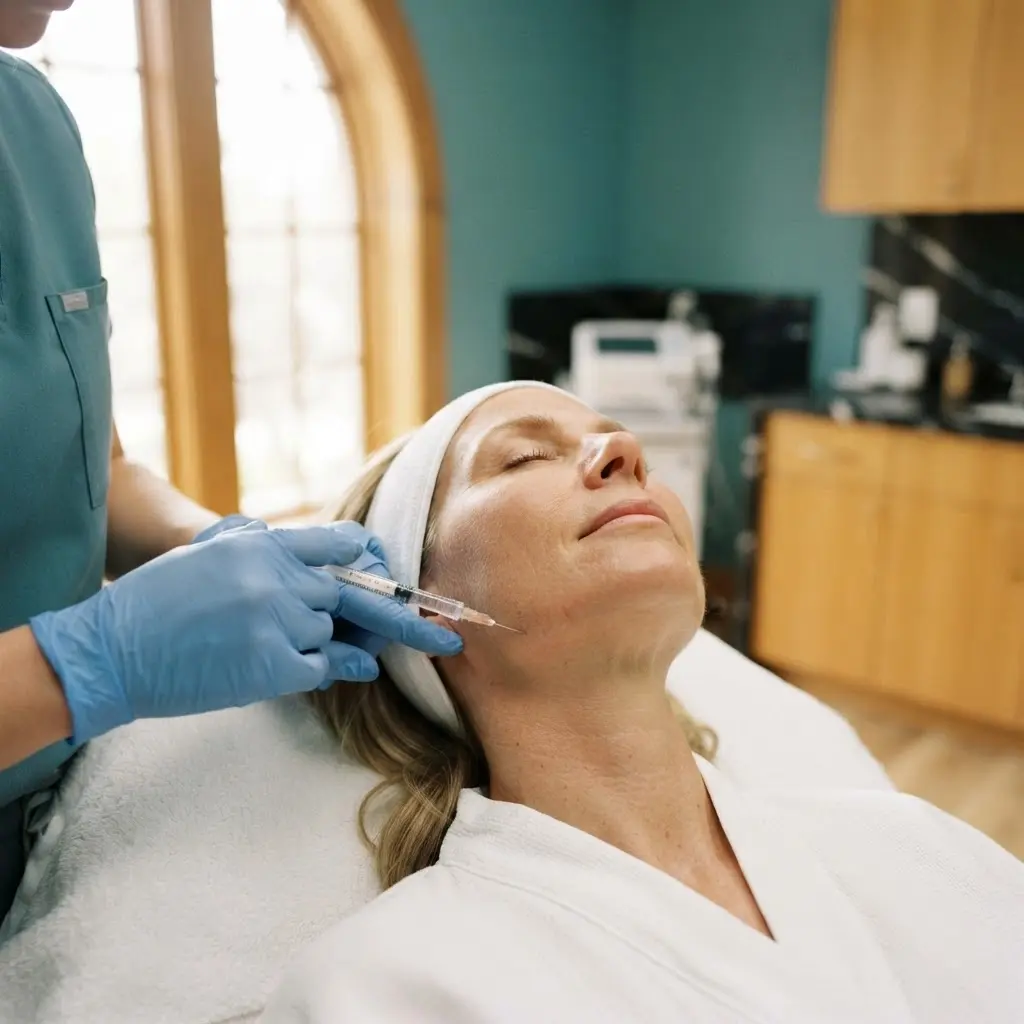 Kybella being performed in the Lincoln Park treatment room