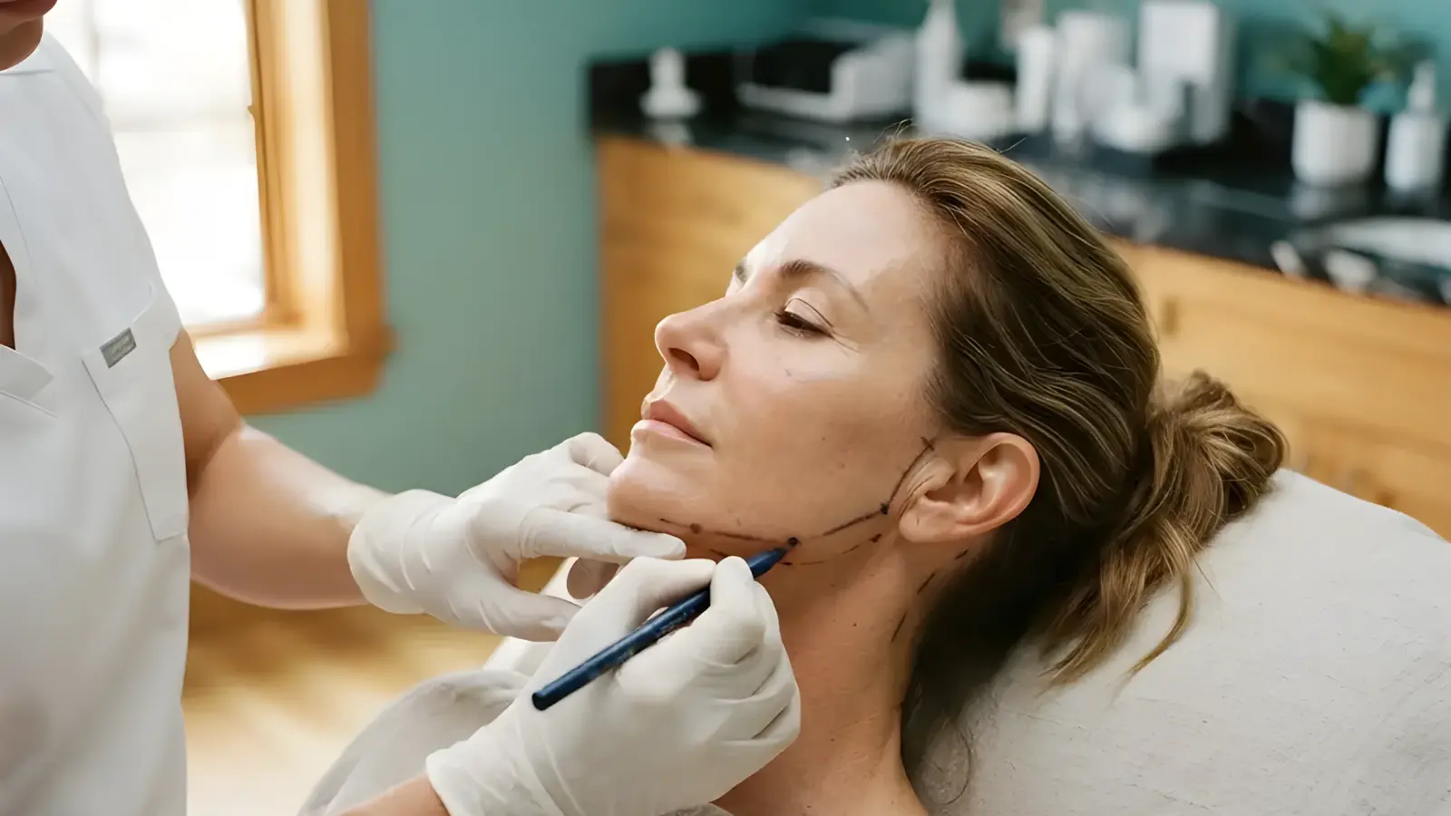 PDO thread lift being performed in the Lincoln Park treatment room