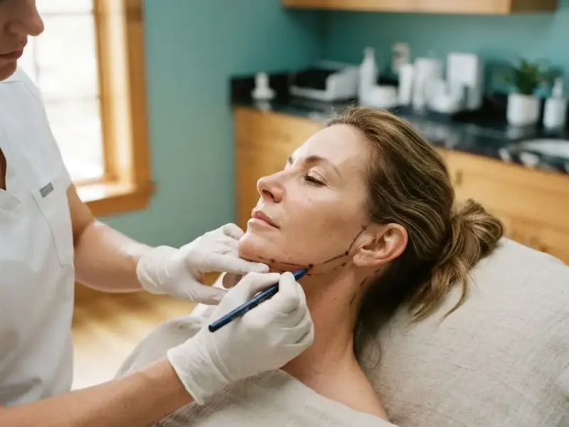 PDO thread lift being performed in the Lincoln Park treatment room