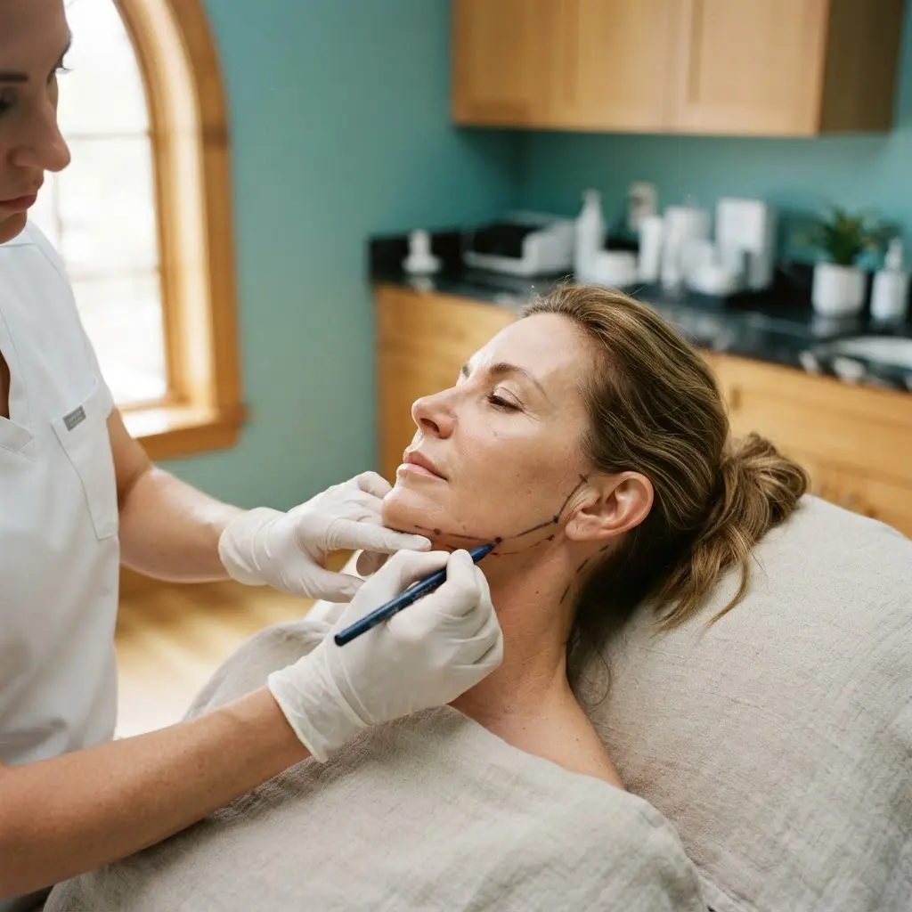 PDO thread lift being performed in the Lincoln Park treatment room
