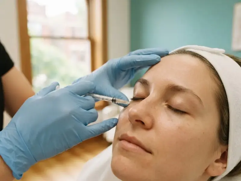 Under-eye PRF being performed in the Lincoln Park treatment room