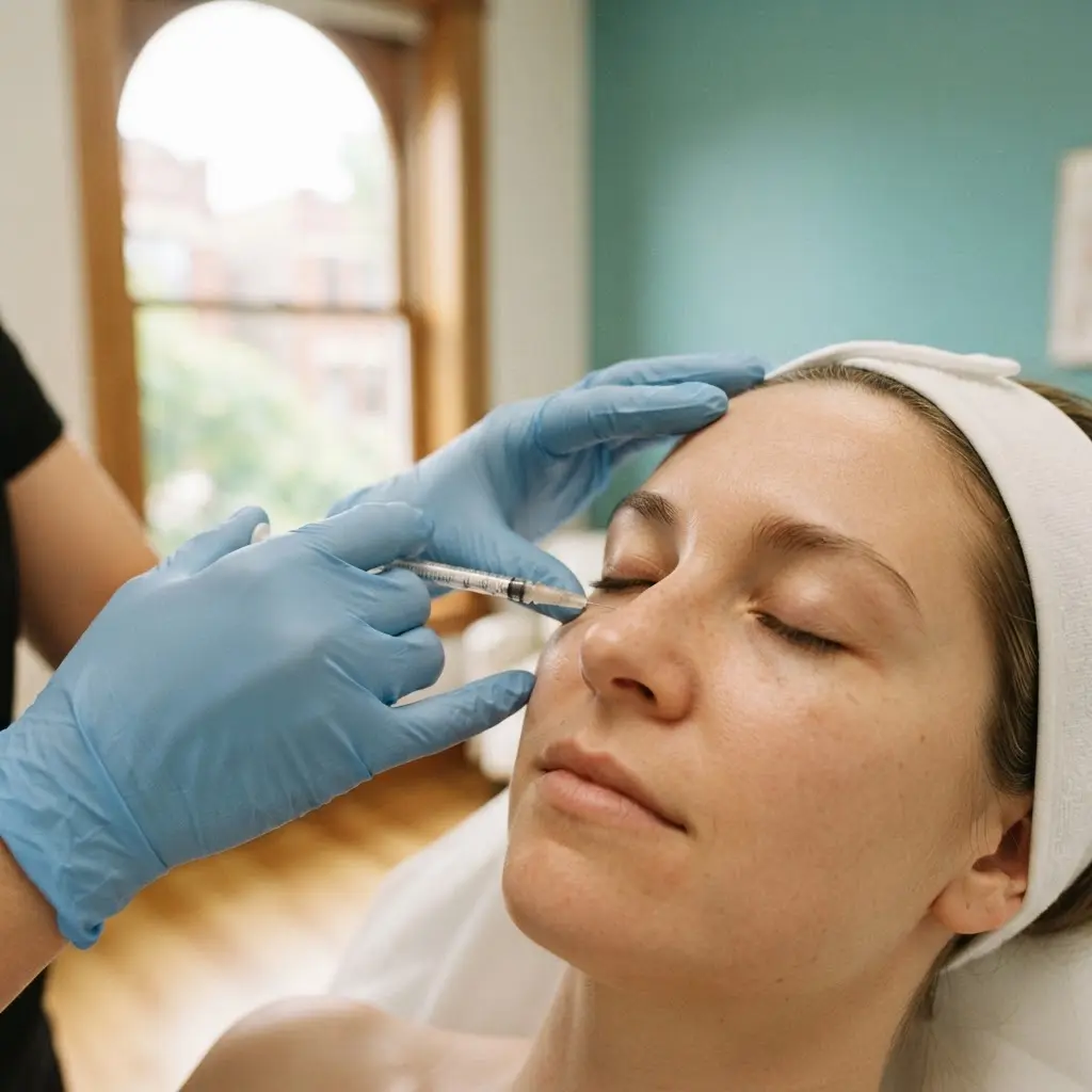Under-eye PRF being performed in the Lincoln Park treatment room