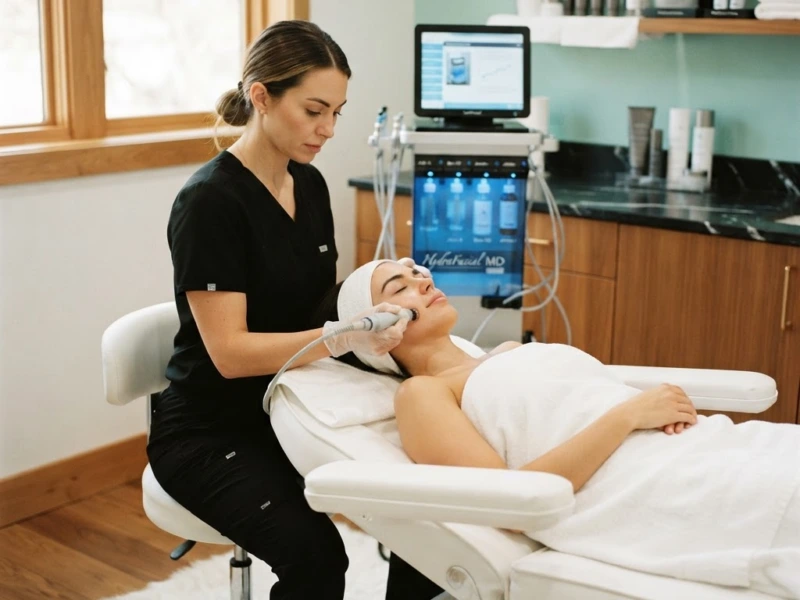 A HydraFacial in progress at Skinovatio Lincoln Park